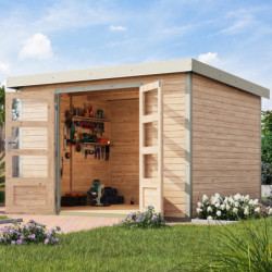 Abri de jardin 7,2m² en bois brut + acier blanc Jupiter 5A - Karibu