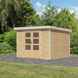 Abri de jardin 7,2m² en bois brut + acier blanc Jupiter 5A - Karibu