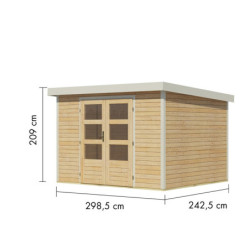 Abri de jardin 7,2m² en bois brut + acier blanc Jupiter 5A - Karibu