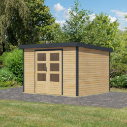 Abri de jardin 7,2m² en bois brut + acier anthracite Jupiter 5A - Karibu