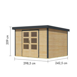 Abri de jardin 7,2m² en bois brut + acier anthracite Jupiter 5A - Karibu