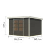 Abri de jardin 7,2m² en bois gris + acier blanc Jupiter 5B - Karibu