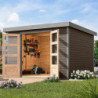 Abri de jardin 7,2m² en bois gris + acier gris Jupiter 5B - Karibu