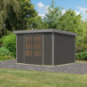 Abri de jardin 7,2m² en bois gris + acier gris Jupiter 5B - Karibu
