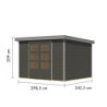 Abri de jardin 7,2m² en bois gris + acier gris Jupiter 5B - Karibu