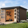 Abri de jardin 7,2m² en bois gris + acier anthracite Jupiter 5B - Karibu