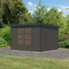 Abri de jardin 7,2m² en bois gris + acier anthracite Jupiter 5B - Karibu