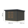 Abri de jardin 7,2m² en bois gris + acier anthracite Jupiter 5B - Karibu