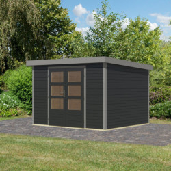 Abri de jardin 7,2m² en bois anthracite + acier gris Jupiter 5B - Karibu