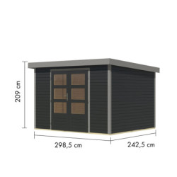 Abri de jardin 7,2m² en bois anthracite + acier gris Jupiter 5B - Karibu