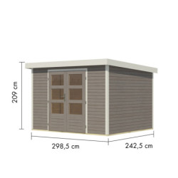 Abri de jardin 7,2m² en bois gris clair + acier blanc Jupiter 5B - Karibu
