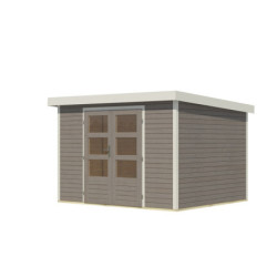 Abri de jardin 7,2m² en bois gris clair + acier blanc Jupiter 5B - Karibu