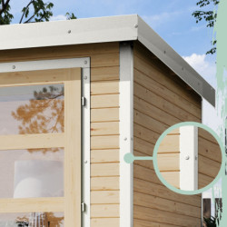 Abri de jardin 7,2m² en bois gris clair + acier blanc Jupiter 5B - Karibu