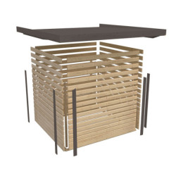 Abri de jardin 7,2m² en bois gris clair + acier blanc Jupiter 5B - Karibu