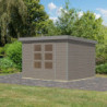 Abri de jardin 7,2m² en bois gris clair + acier gris Jupiter 5B - Karibu