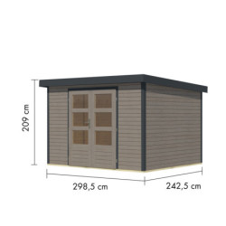 Abri 7,2m² en bois gris clair + acier anthracite Jupiter 5B - Karibu