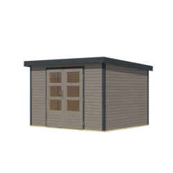 Abri 7,2m² en bois gris clair + acier anthracite Jupiter 5B - Karibu