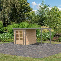 Abri de jardin 4,45m² Jupiter 2A - acier gris alu - appentis - Karibu