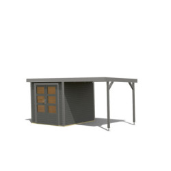 Abri de jardin 4,45m² Jupiter 2B - acier gris alu - appentis - Karibu