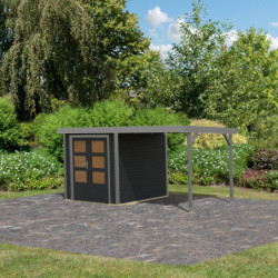 Abri de jardin 4,45m² Jupiter 2C - acier gris alu - appentis - Karibu