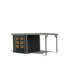 Abri de jardin 4,45m² Jupiter 2C - acier gris alu - appentis - Karibu