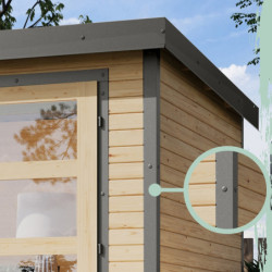 Abri de jardin 4,45m² Jupiter 2C - acier gris alu - appentis - Karibu