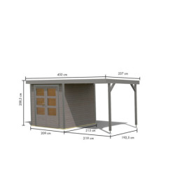 Abri de jardin 4,45m² Jupiter 2D - acier gris alu - appentis - Karibu