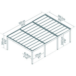 Carport en aluminium et polycarbonate 53,7m² Oslo - Canopia by Palram