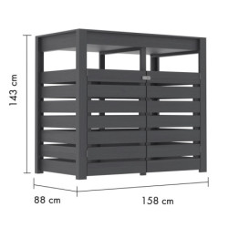 Abri pour 2 poubelles de 240L en bois gris terre, bac à plantes, Karibu