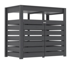 Abri pour 2 poubelles de 240L en bois gris terre, bac à plantes, Karibu