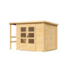 Abri de jardin 6m² en bois brut 28mm avec armoire intégrée Karibu