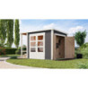 Abri de jardin 6m² en bois gris 28mm avec armoire intégrée Karibu