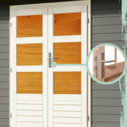 Abri de jardin 6m² en bois gris 28mm avec armoire intégrée Karibu