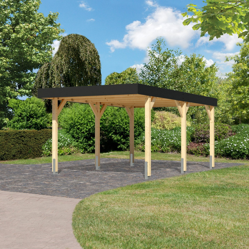 Carport 15,22m² en bois brut, lamellé-collé, Leimholz 1, Karibu