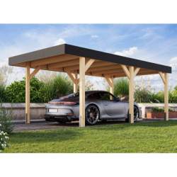 Carport 15,22m² en bois brut, lamellé-collé, Leimholz 1, Karibu