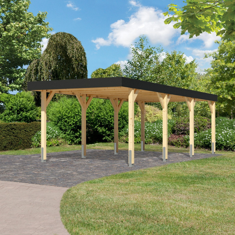 Carport 22,62m² en bois brut, lamellé-collé, Leimholz 2, Karibu