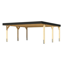 Carport double 26,88m² en bois brut, lamellé-collé, Leimholz 1, Karibu