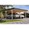 Carport double 26,88m² en bois brut, lamellé-collé, Leimholz 1, Karibu