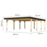 Carport double 40m² en bois brut, lamellé-collé, Leimholz 2, Karibu