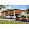 Carport double 40m² en bois brut, lamellé-collé, Leimholz 2, Karibu