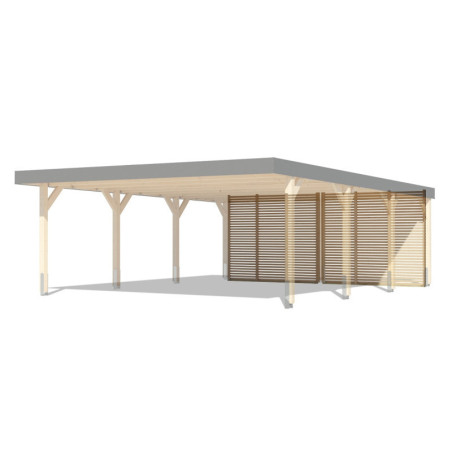 Paroi à ventelles, arrière pour carport double Leimholz - Karibu