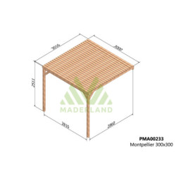 Pergola adossée 3x3m - bois massif traité - Montpellier - Maderland