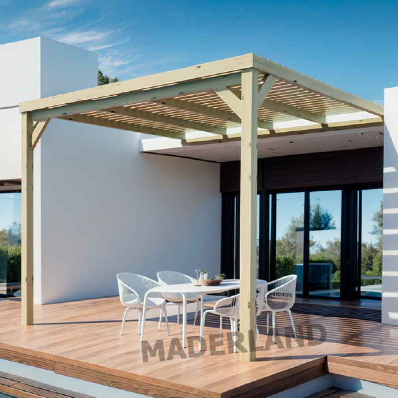 Pergola adossée 4x4m - bois massif traité - Montpellier - Maderland