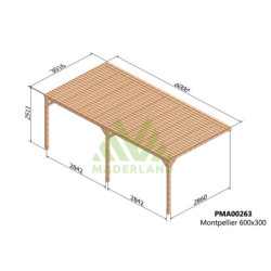 Pergola adossée 6x3m - bois massif traité - Montpellier - Maderland