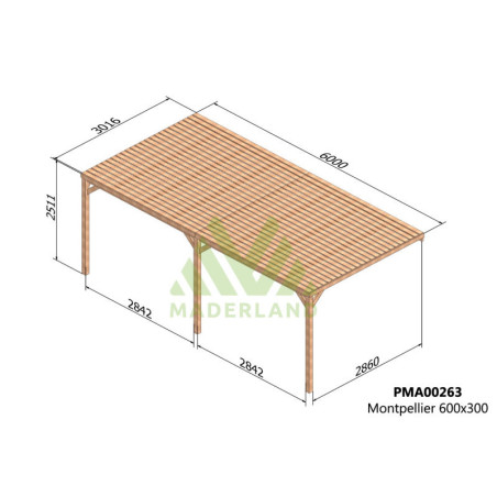 Pergola adossée 6x3m - bois massif traité - Montpellier - Maderland