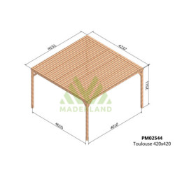 Pergola autoportante 4x4m - bois massif traité - Toulouse - Maderland
