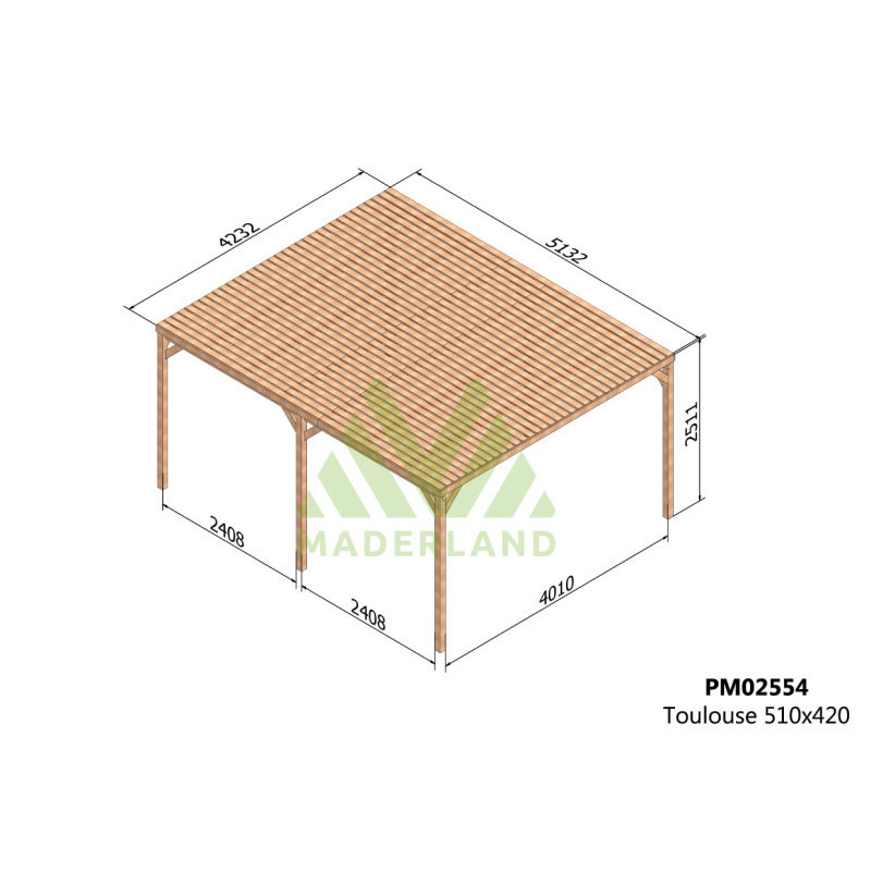 Pergola autoportante 5x4m - bois massif traité - Toulouse - Maderland
