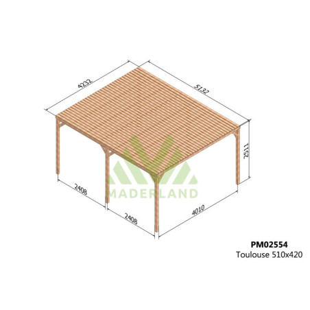 Pergola autoportante 5x4m - bois massif traité - Toulouse - Maderland