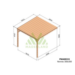 Pergola adossée 3x3m - bois massif traité - Rennes - Maderland