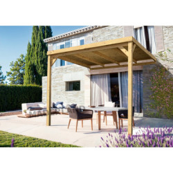 Pergola adossée 4x3m - bois massif traité - Rennes - Maderland
